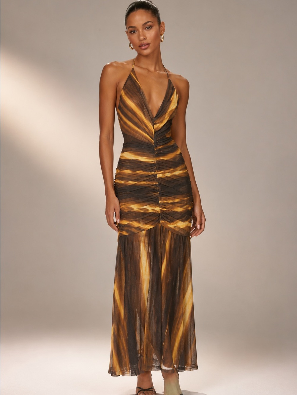 Bardot Aries Brown Ombre Mesh Maxi Dress XL / US 10 NWT